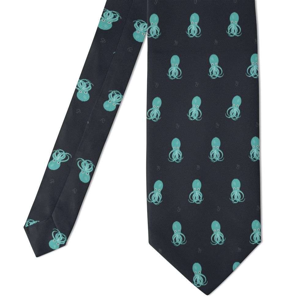 Tromp - Charcoal & Aqua Octopus Tie – Deep Sea Wit