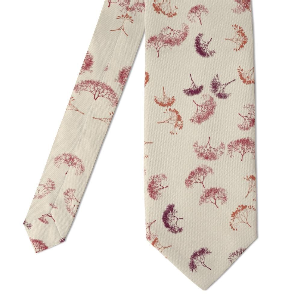 Chorinsky - Cream & Coral Red Seaweed Tie – Pressed Ocean Fronds with Naturalist Charm