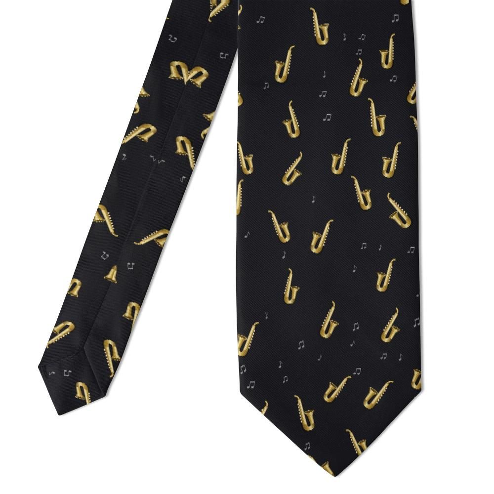 Oginski - Black Saxophone Tie – Late-Night Jazz in Gold