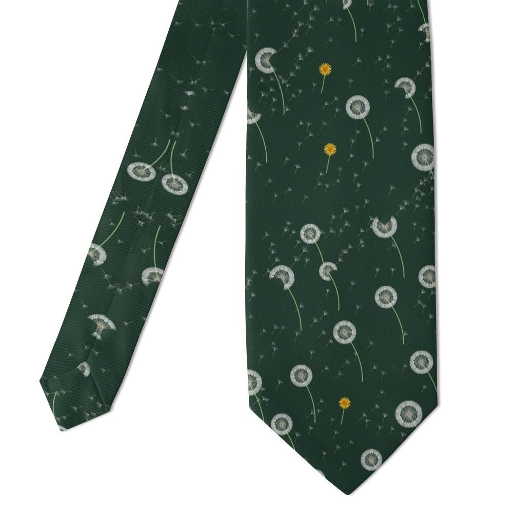 Lichnowsky - Forest Green Dandelion Clock Tie – Drifting Seeds on a Woodland Ground