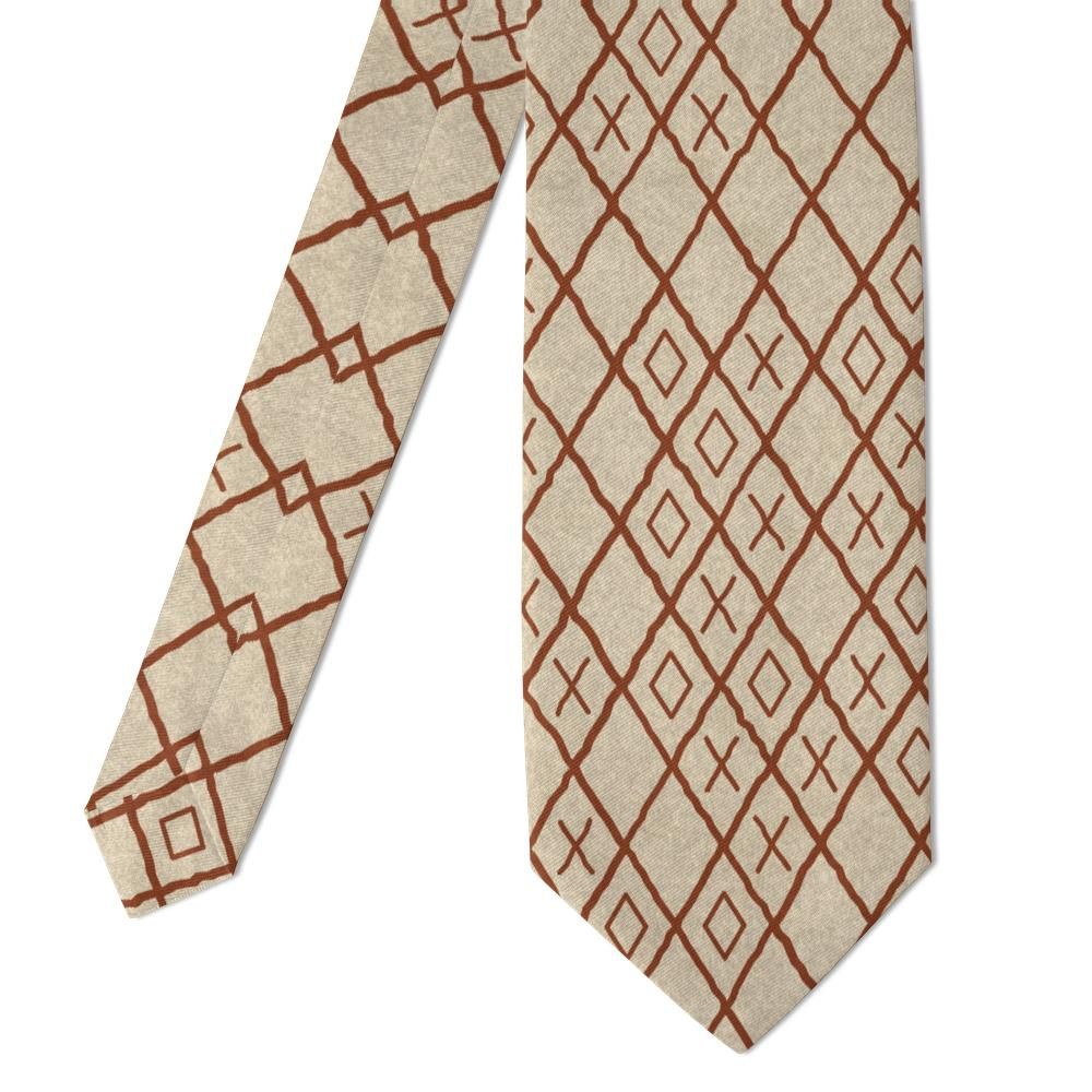 Trampe - Oatmeal & Rust Berber Diamond Tie – Warm Desert Lattice for Autumn Tweeds
