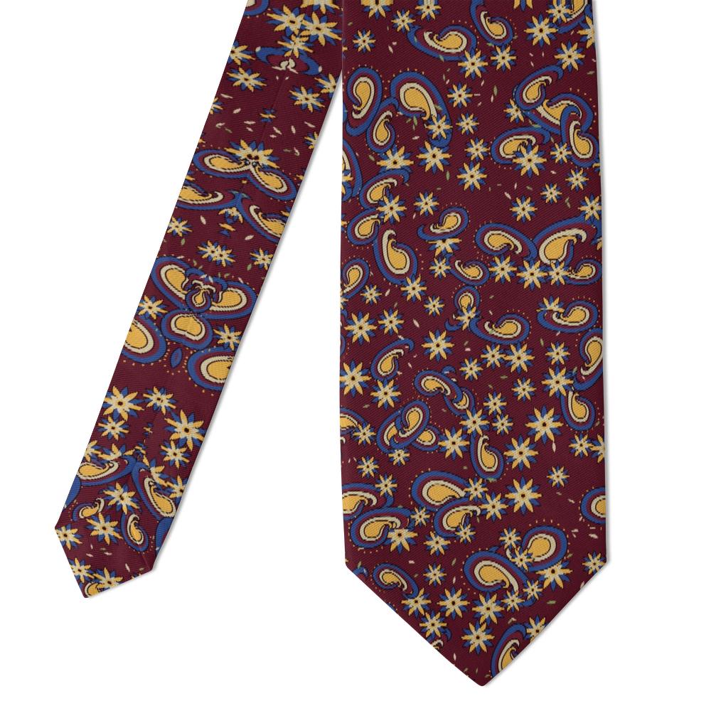 Altemps - Burgundy & Gold Floral Paisley Tie – Silk Road