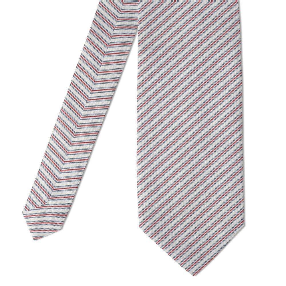 Obdam - White, Navy & Red Fine Stripe Tie – Garden Party