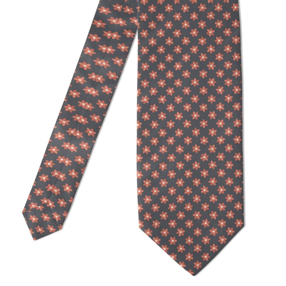 Gyldenstierne - Charcoal & Coral Blossom Foulard Tie – Autumn Salon