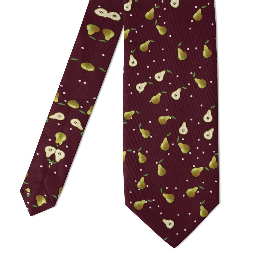 Leszczynski - Burgundy Pear Tie – Golden Pears on a Wine Ground