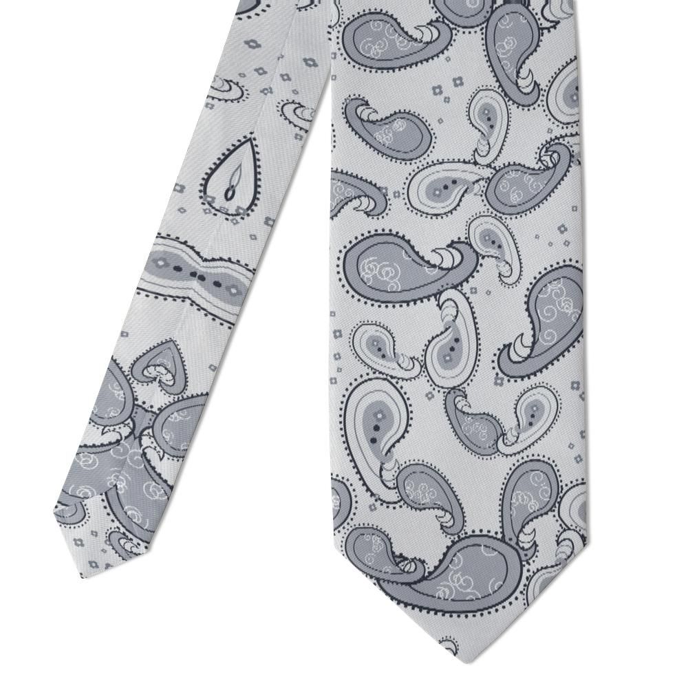 Urne - Silver & Charcoal Outline Paisley Tie – Pewter Grace