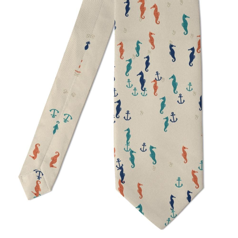 Talisman - Sand & Navy Seahorse Tie – Coastal Charm