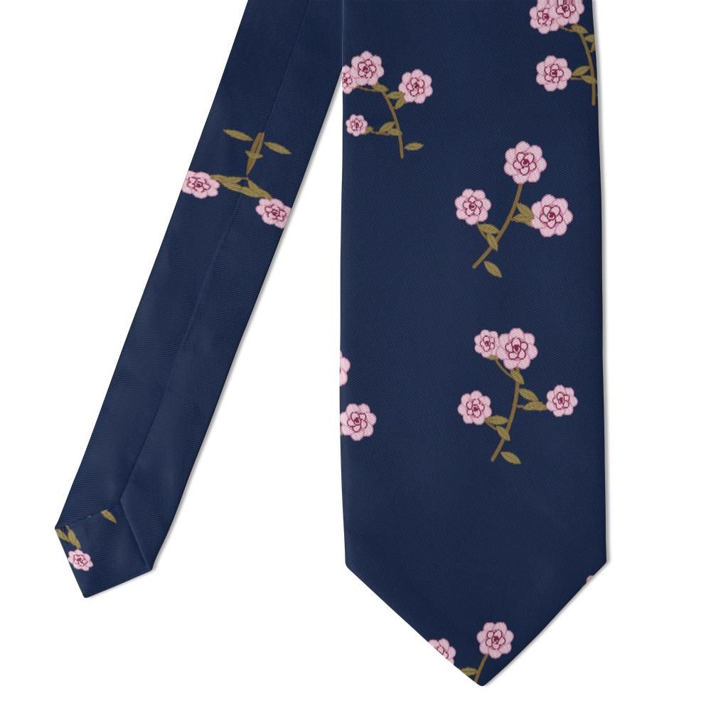 d'Aligre - Navy & Blush Rose Floral Tie – Parisian Twilight