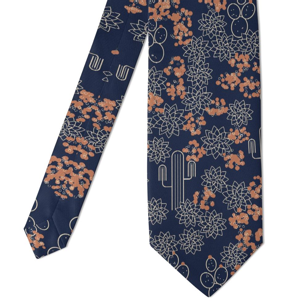 Trolle - Navy & Terracotta Desert Succulent Tie – Desert Night