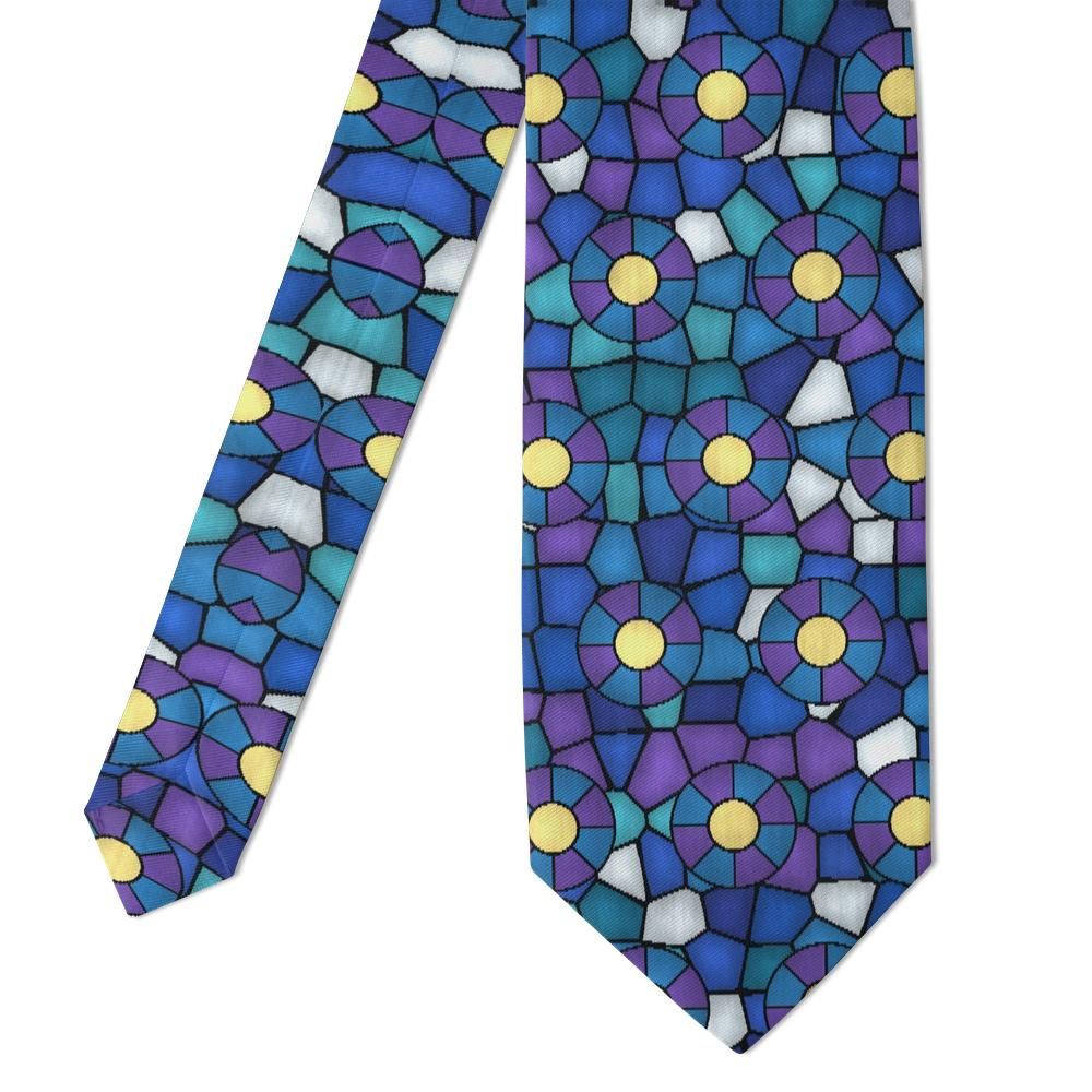 Krabbe - Cobalt & Turquoise Stained Glass Tie – Rose Window