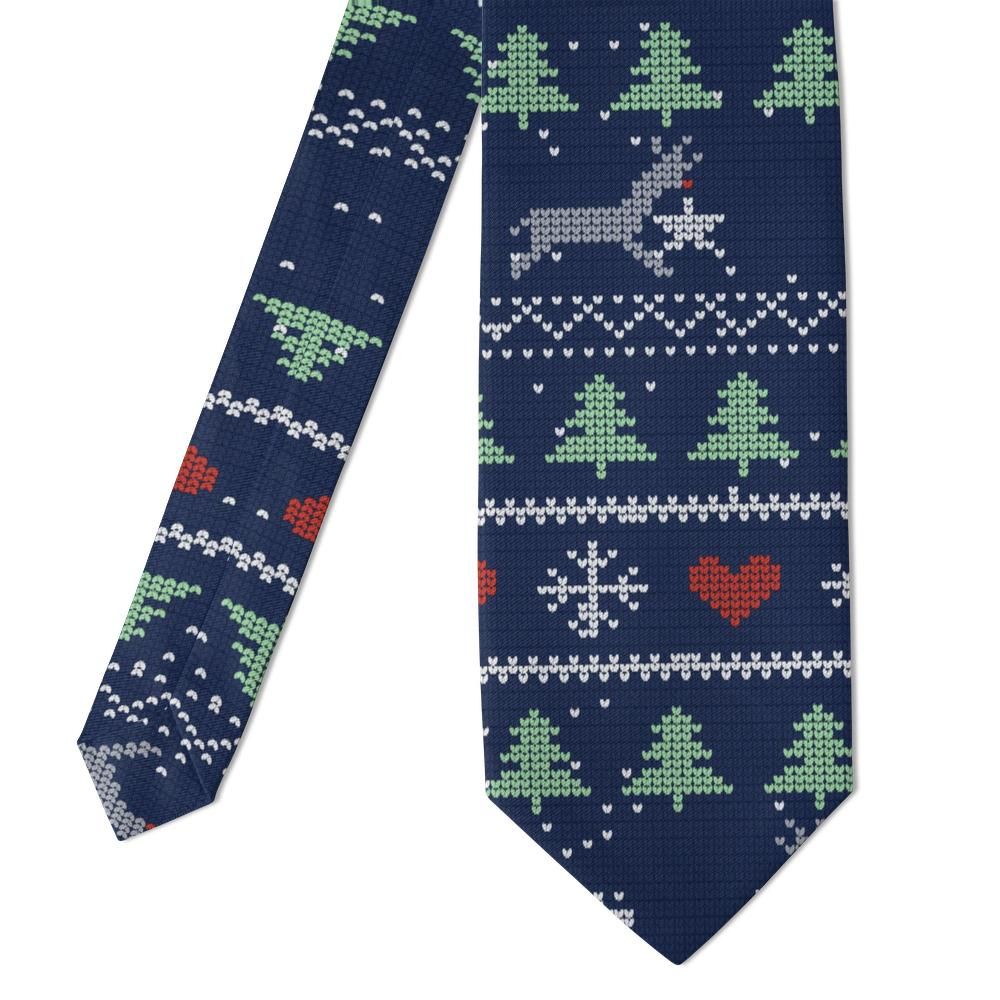 Lerche - Navy Christmas Sweater Knit Tie – Reindeer Games