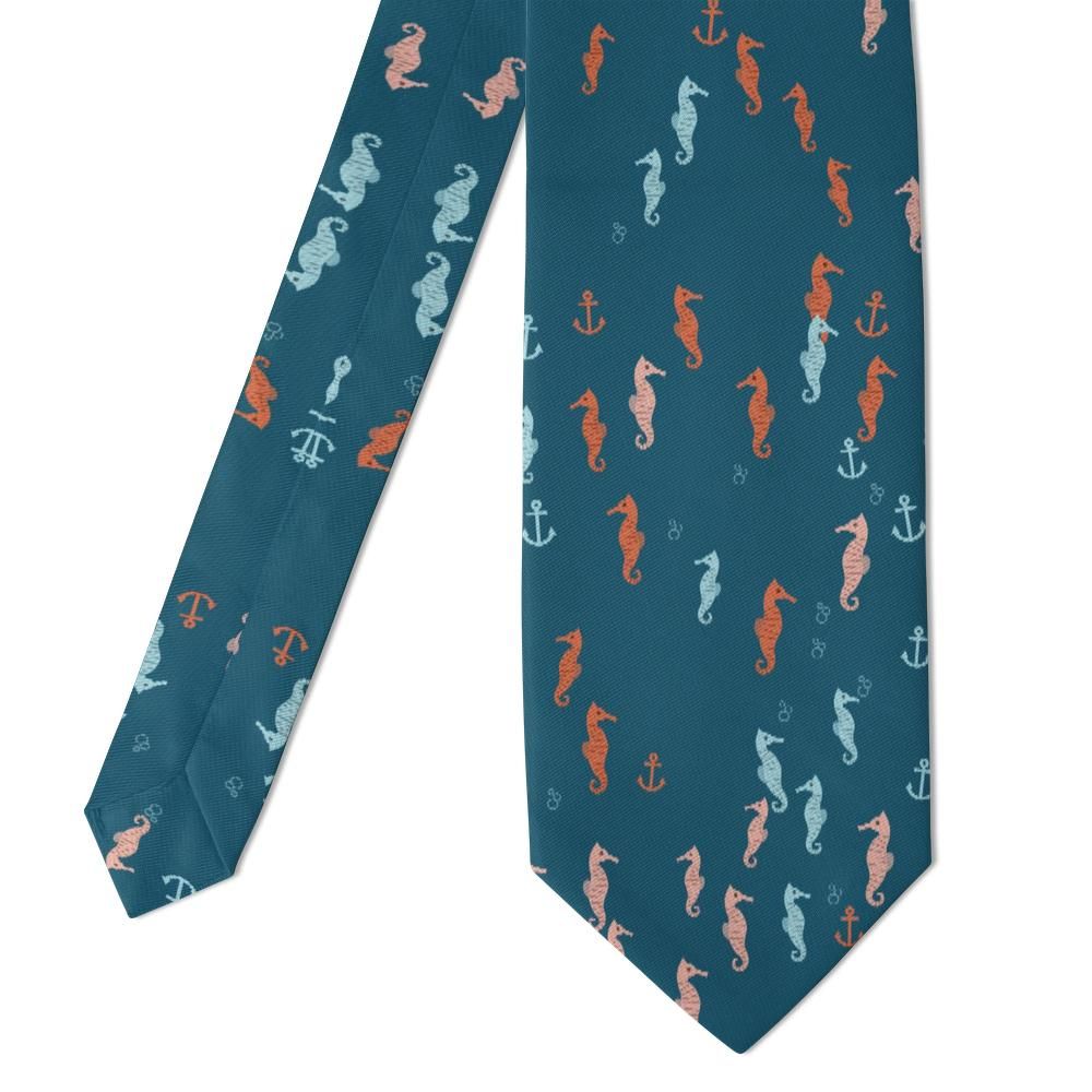 Talisman - Teal & Coral Seahorse Tie – Coastal Charm
