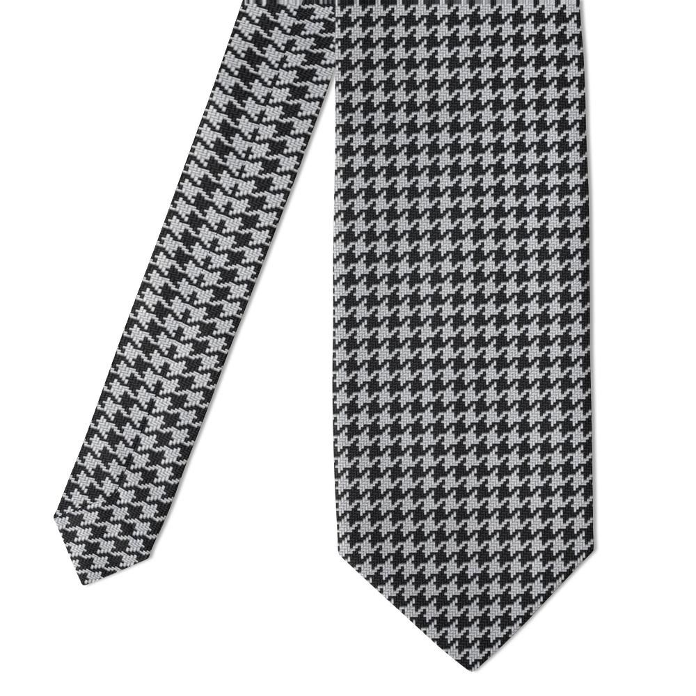 Montferrat - Black & Silver Houndstooth Tie – Satin Weave Classic