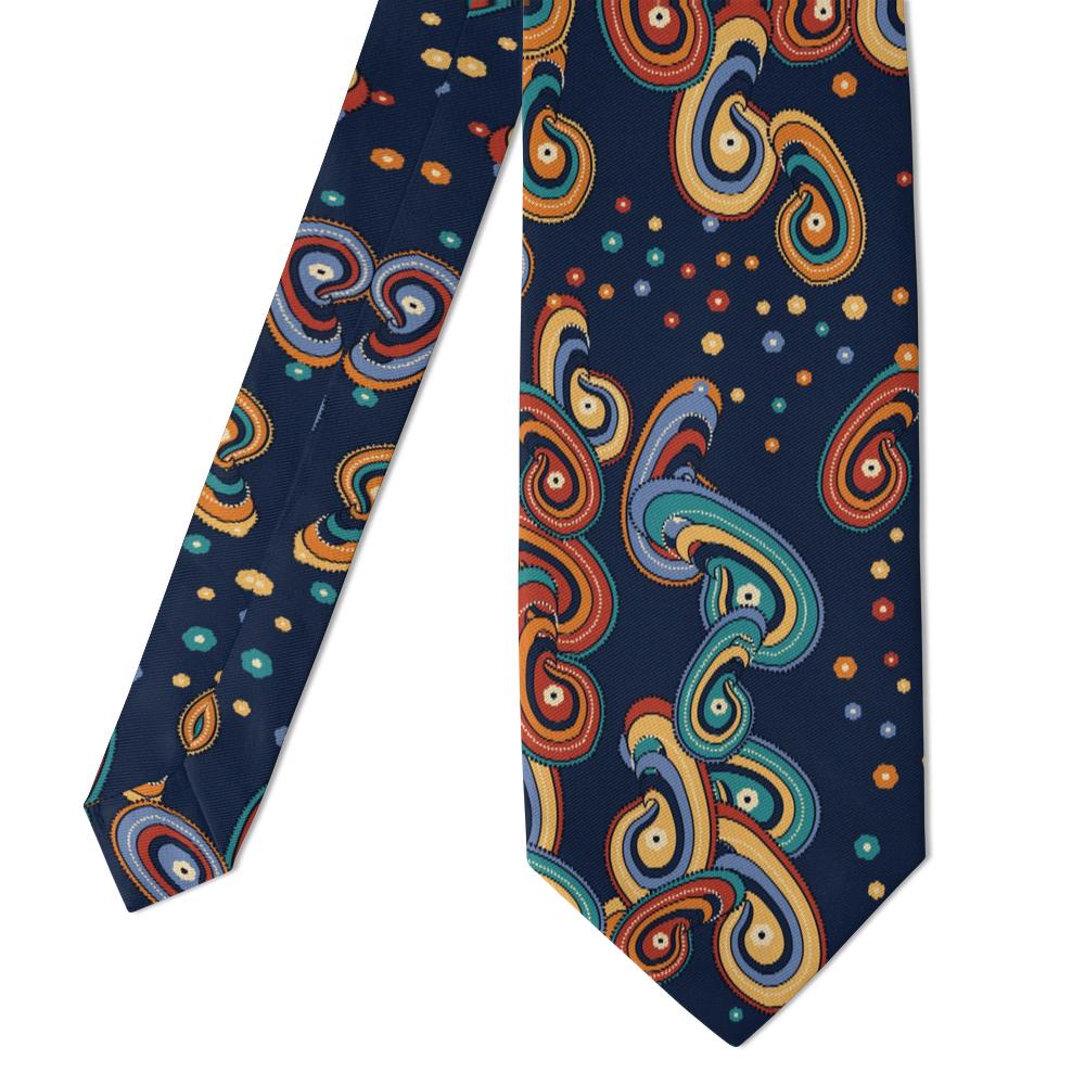 Ferretti - Navy & Orange Feather Paisley Tie – Tuscan Sunset