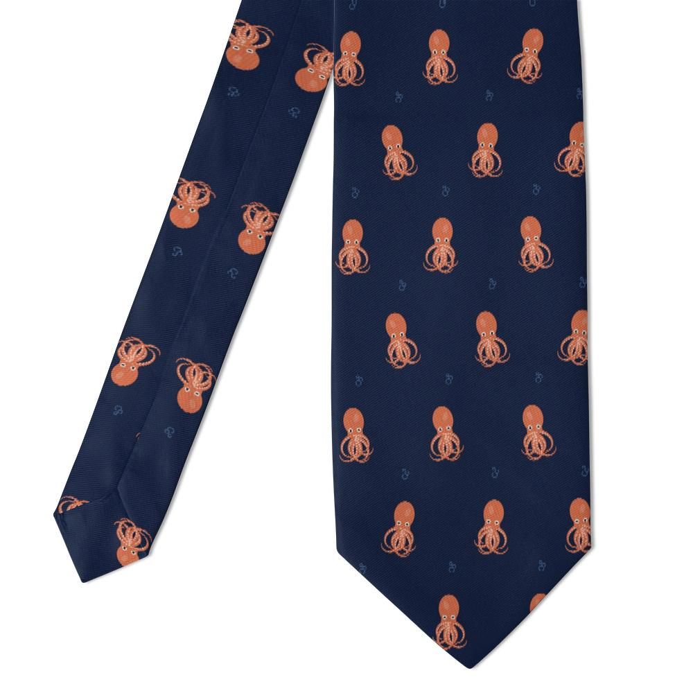Tromp - Navy & Coral Octopus Tie – Deep Sea Wit