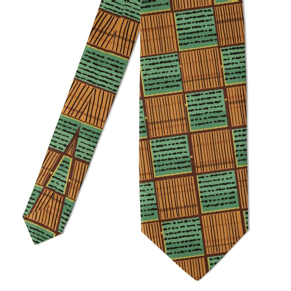 Lubomirski - Sage & Amber Basketweave Check Tie – Carpathian Autumn