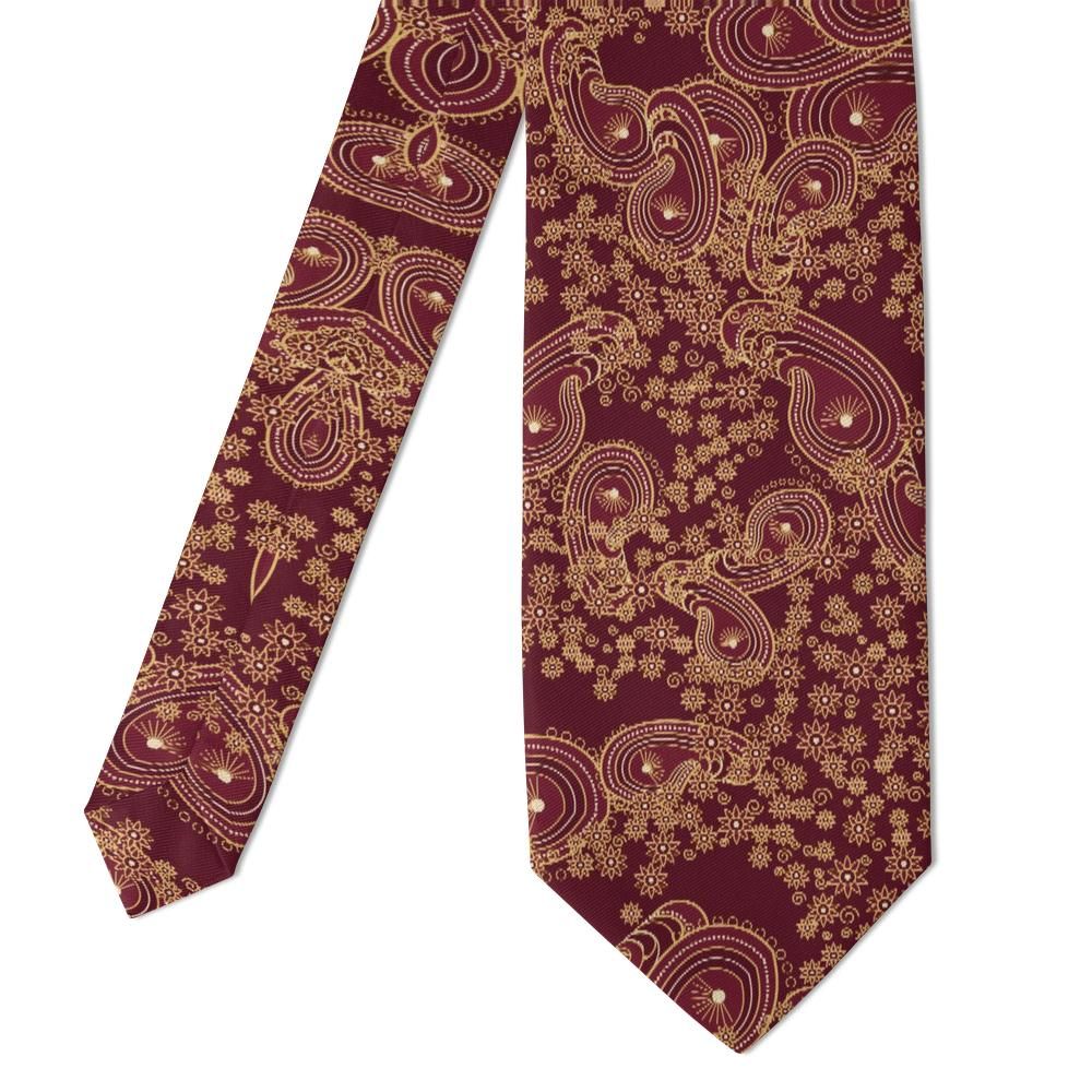 Marzano - Burgundy & Gold Engraved Paisley Tie – Gilded Evening