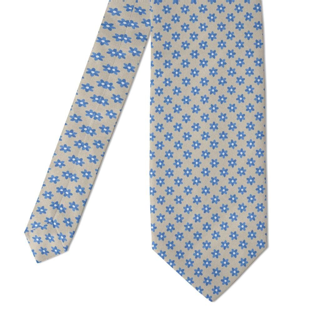 Gyldenstierne - Sand & Cornflower Blossom Foulard Tie – Riviera Linen