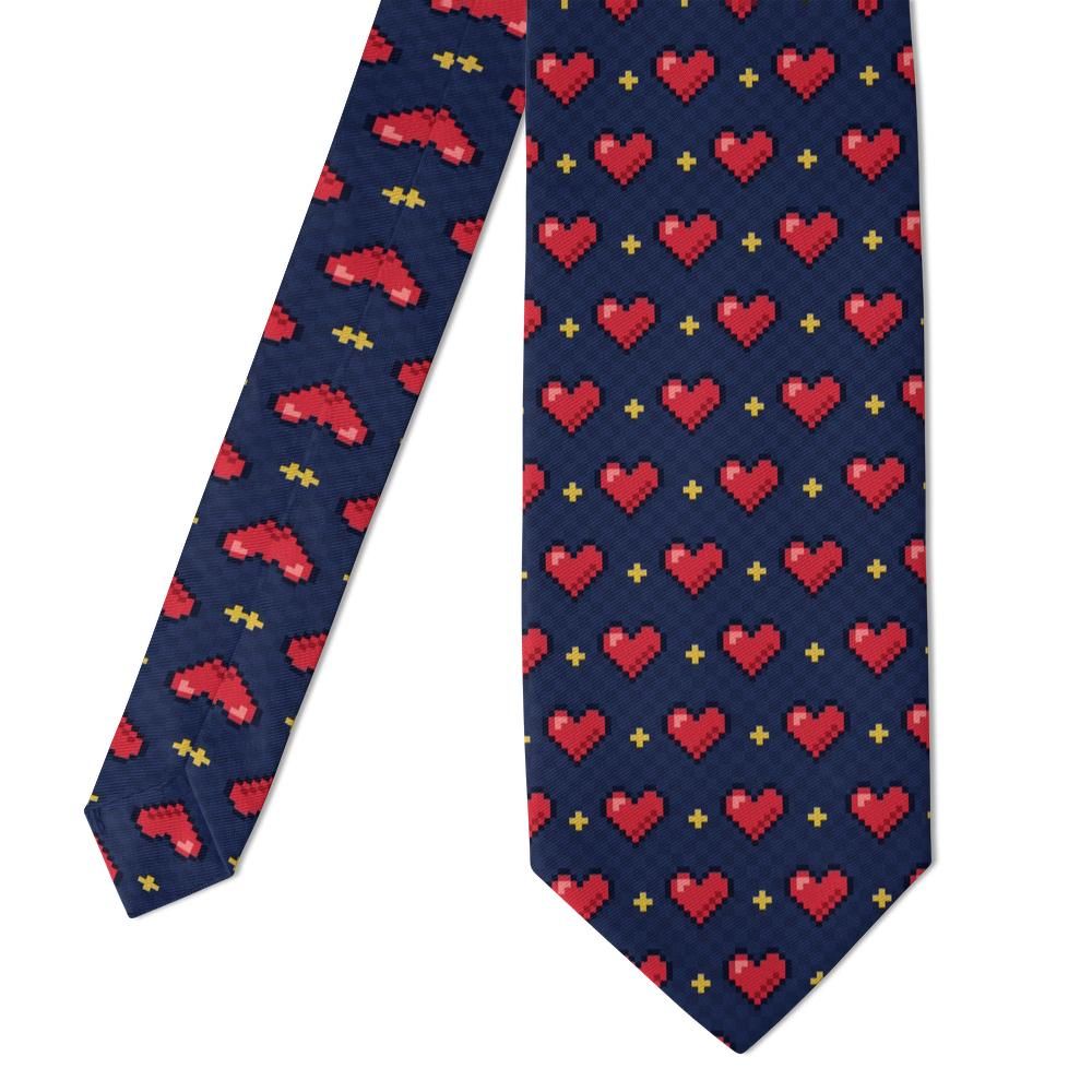 Trinci - Navy & Red Pixel Heart Tie – Extra Life