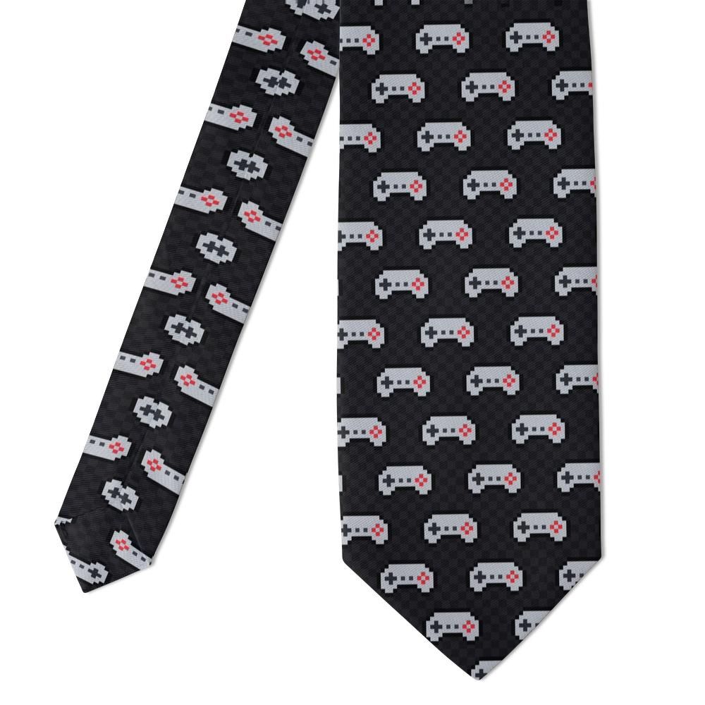 Ordelaffi - Black & Grey Pixel Gamepad Tie – Game Night