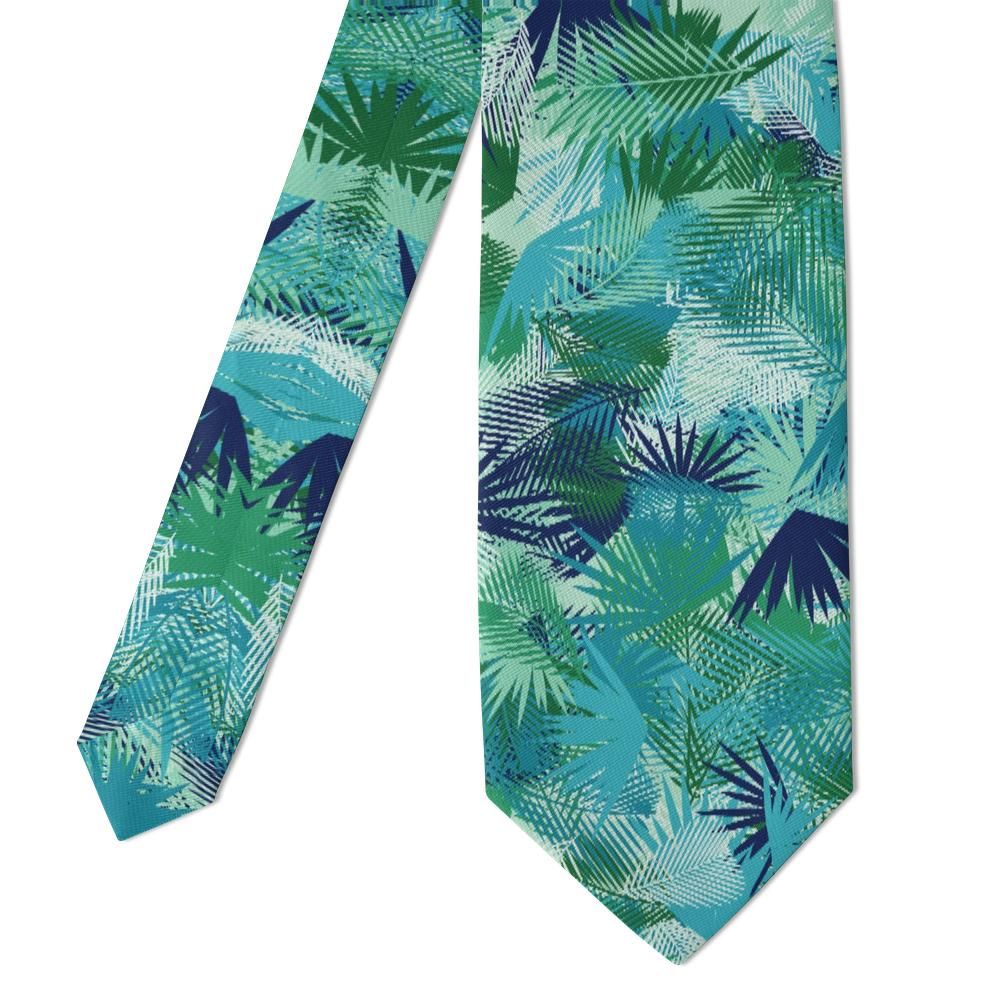 Podebusk - Teal & Navy Jungle Leaf Tie – Rainforest Canopy