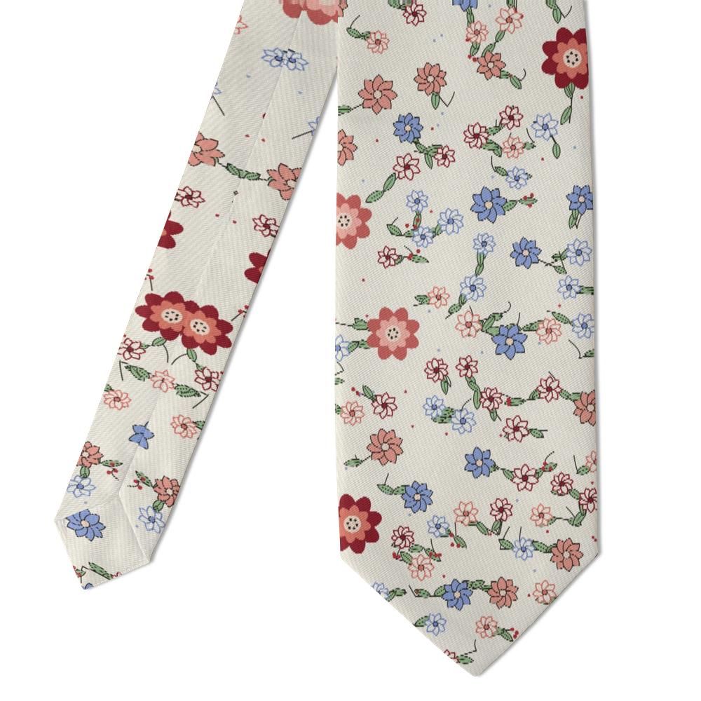 Ahlefeldt - Ivory & Red Chintz Floral Tie – Cottage Parlour