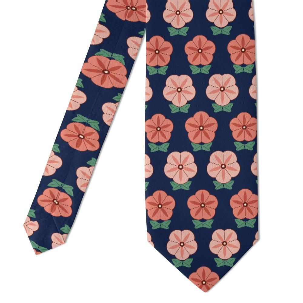 Dzieduszycki - Navy & Coral Petunia Tie – Terrace Sunset
