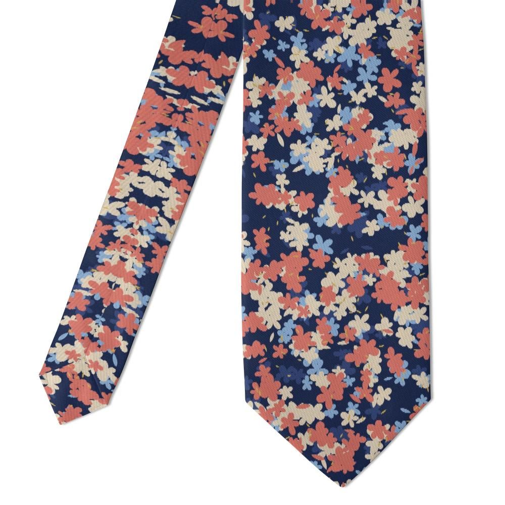 Rantzau - Navy & Coral Painted Blossom Tie – Harbour Bloom