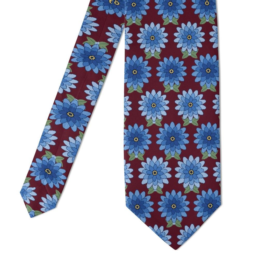 Windisch-Graetz - Burgundy & Blue Zinnia Tie – Velvet Garden