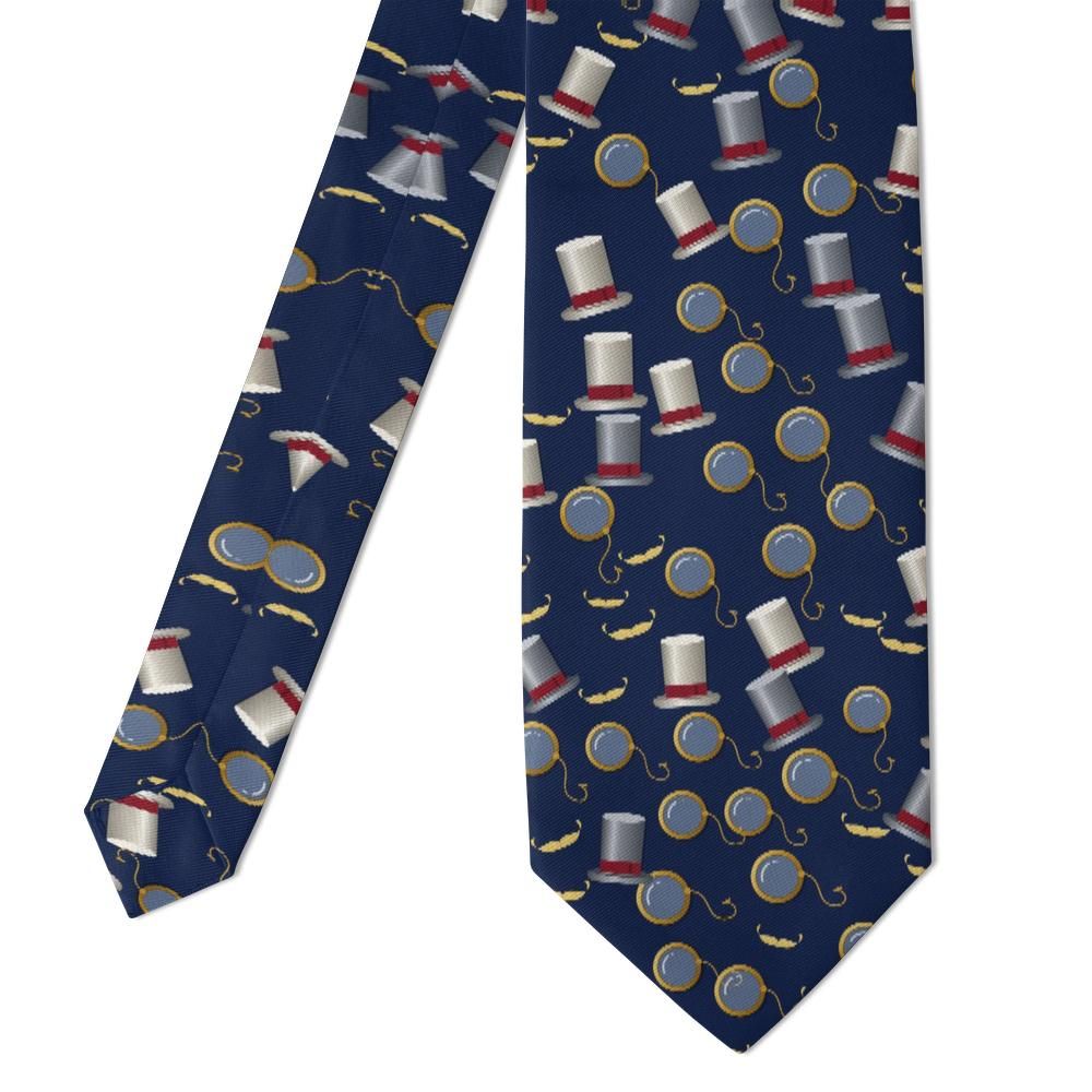 Zbaraski - Navy Monocle & Top Hat Tie – Dapper Gentleman