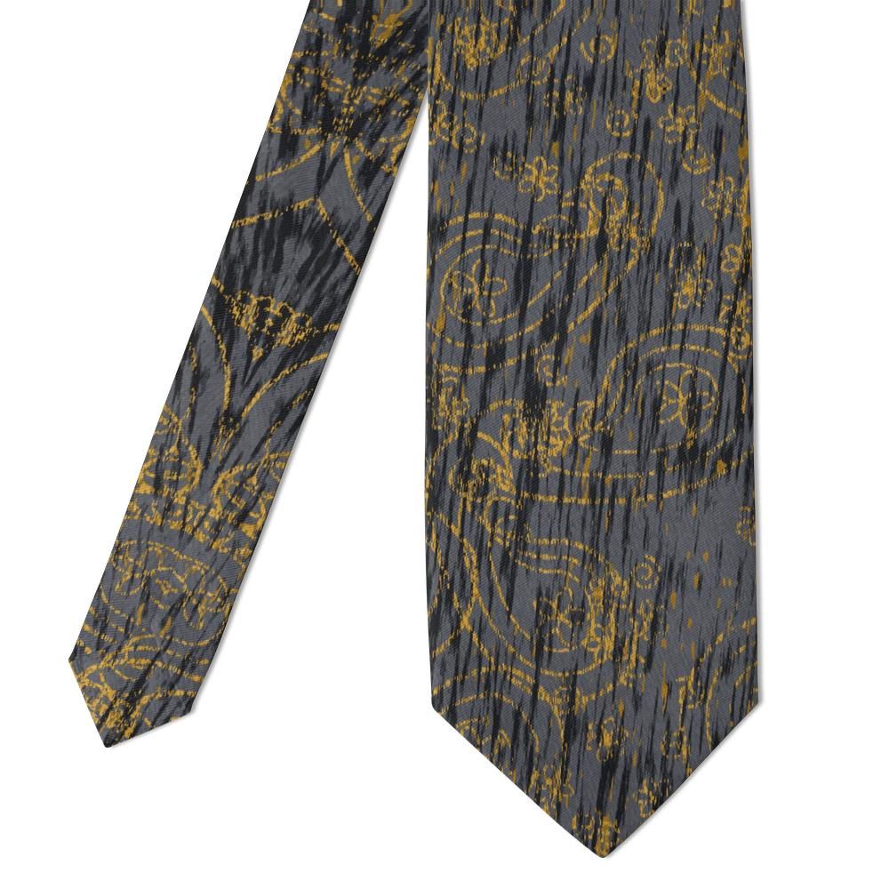 Rosenberg - Charcoal & Gold Strie Paisley Tie – Golden Lane