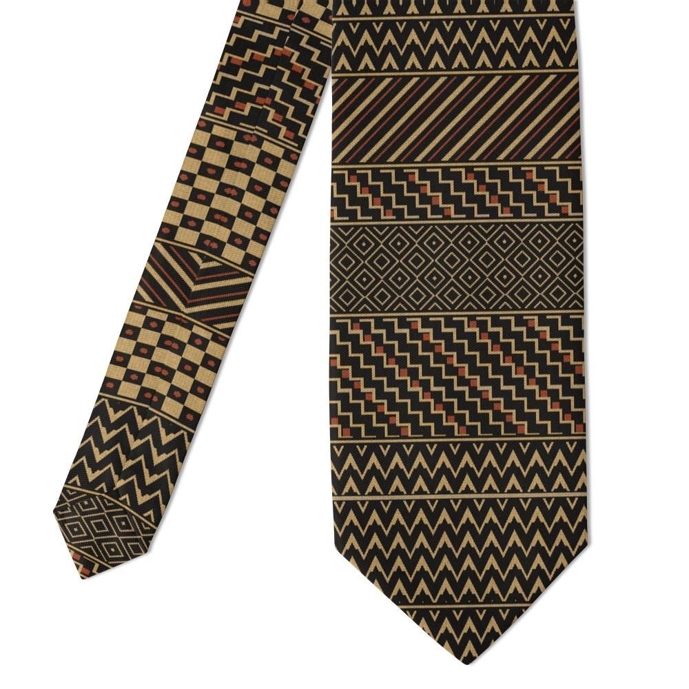 Seefeld - Black & Gold Kuba Cloth Tie – Royal Kasai