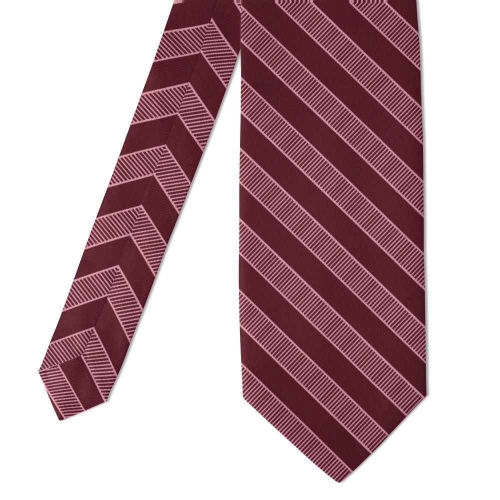 Fleetwood - Burgundy & Pink Hatch Stripe Tie – Evening Salon
