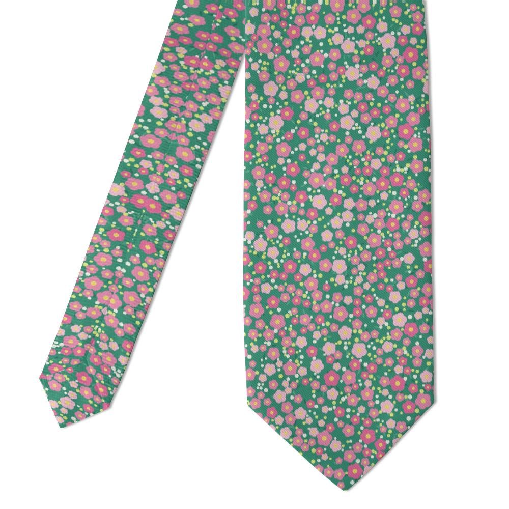 Amelot - Green & Pink Ditsy Floral Tie – Spring Garden