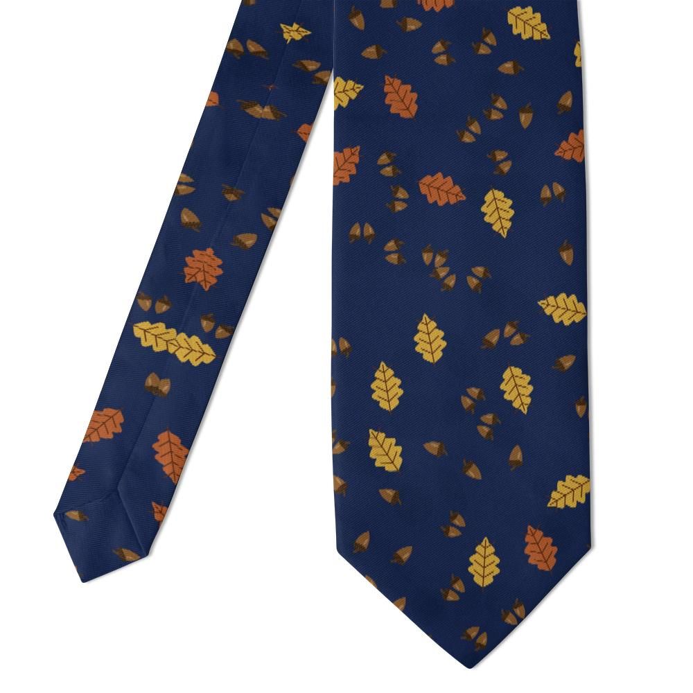 Goye - Navy & Rust Acorn & Oak Tie – Autumn Woodland Walk