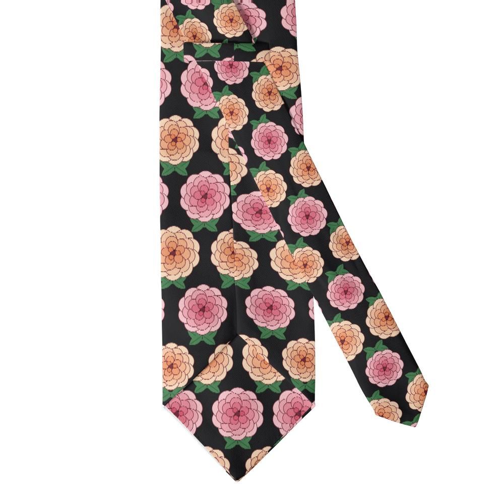 Lamberg - Black & Pink Ranunculus Tie – Midnight Bouquet