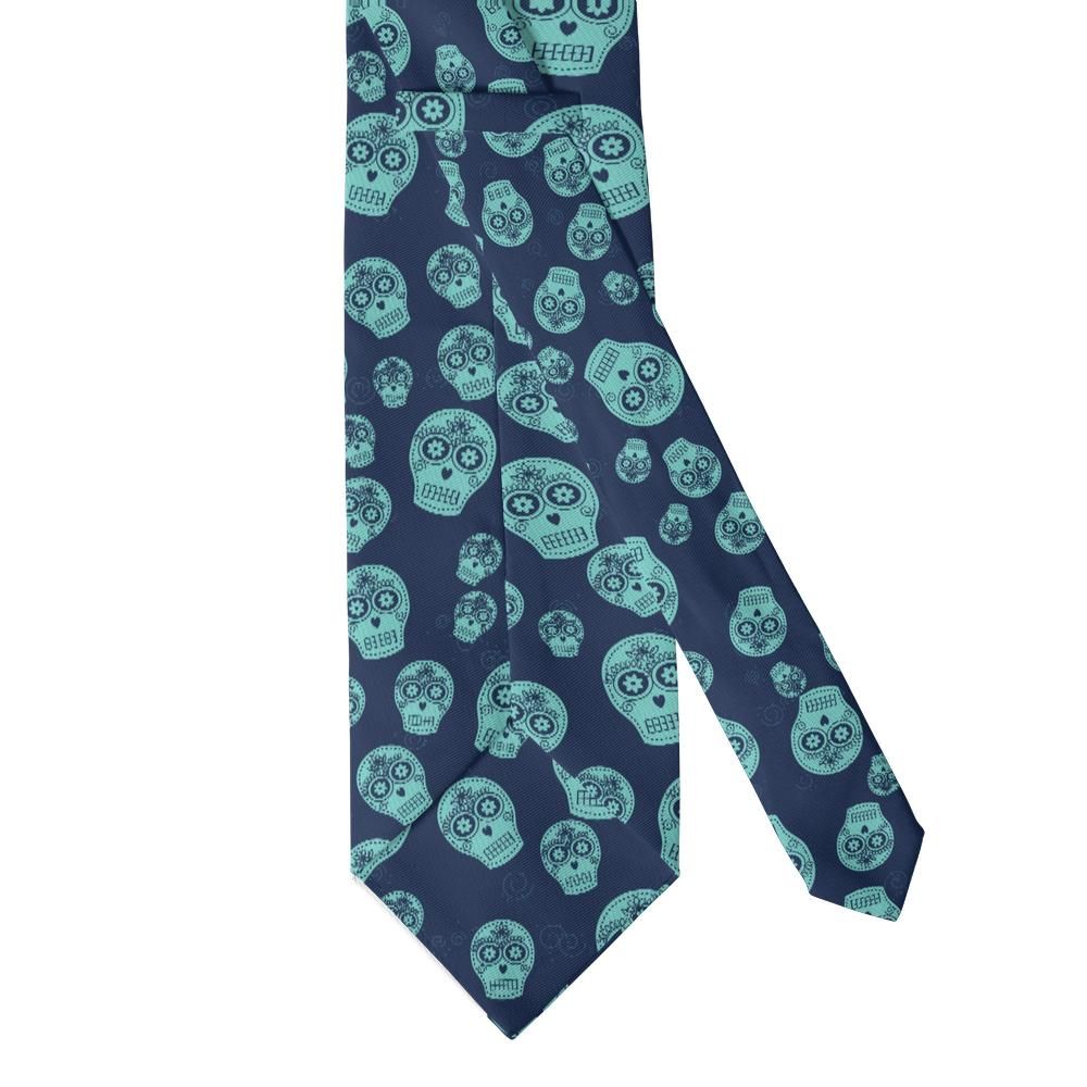 Krag - Navy & Turquoise Sugar Skull Tie – Día de Muertos
