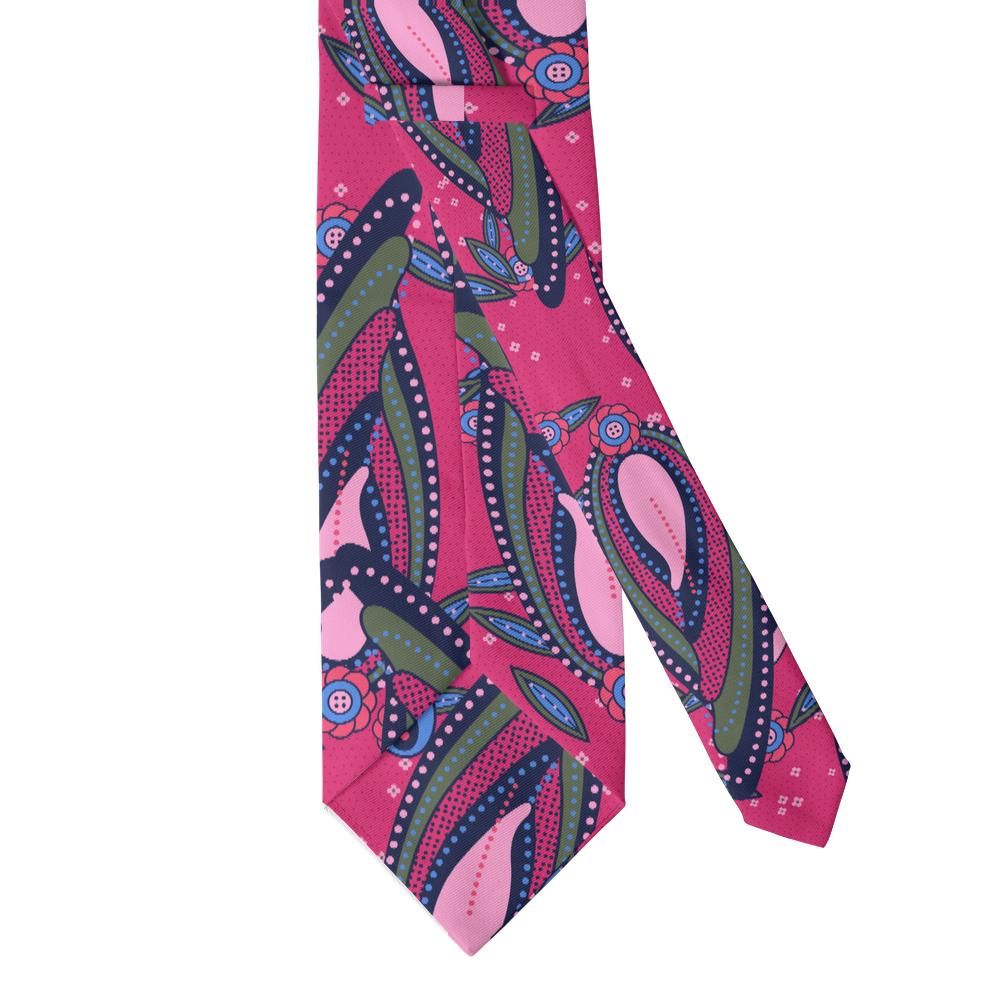 Valier - Fuchsia & Navy Leaf Paisley Tie – Garden Masquerade