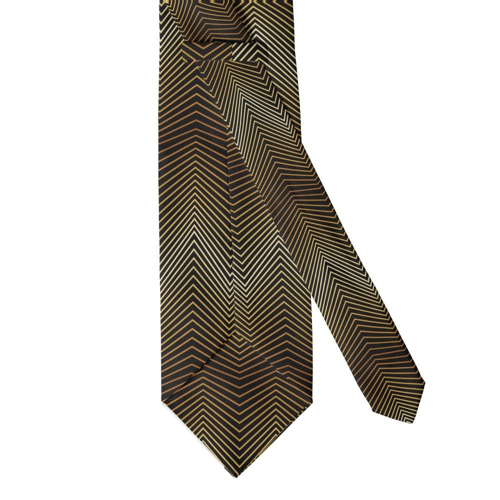 Bielke - Black & Gold Zigzag Line Tie – Gatsby Wave