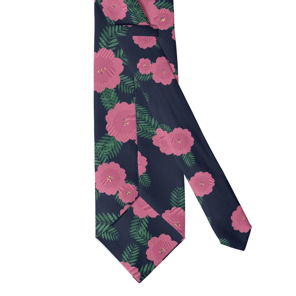 Gassion - Navy & Pink Floral Tie – Evening Bloom
