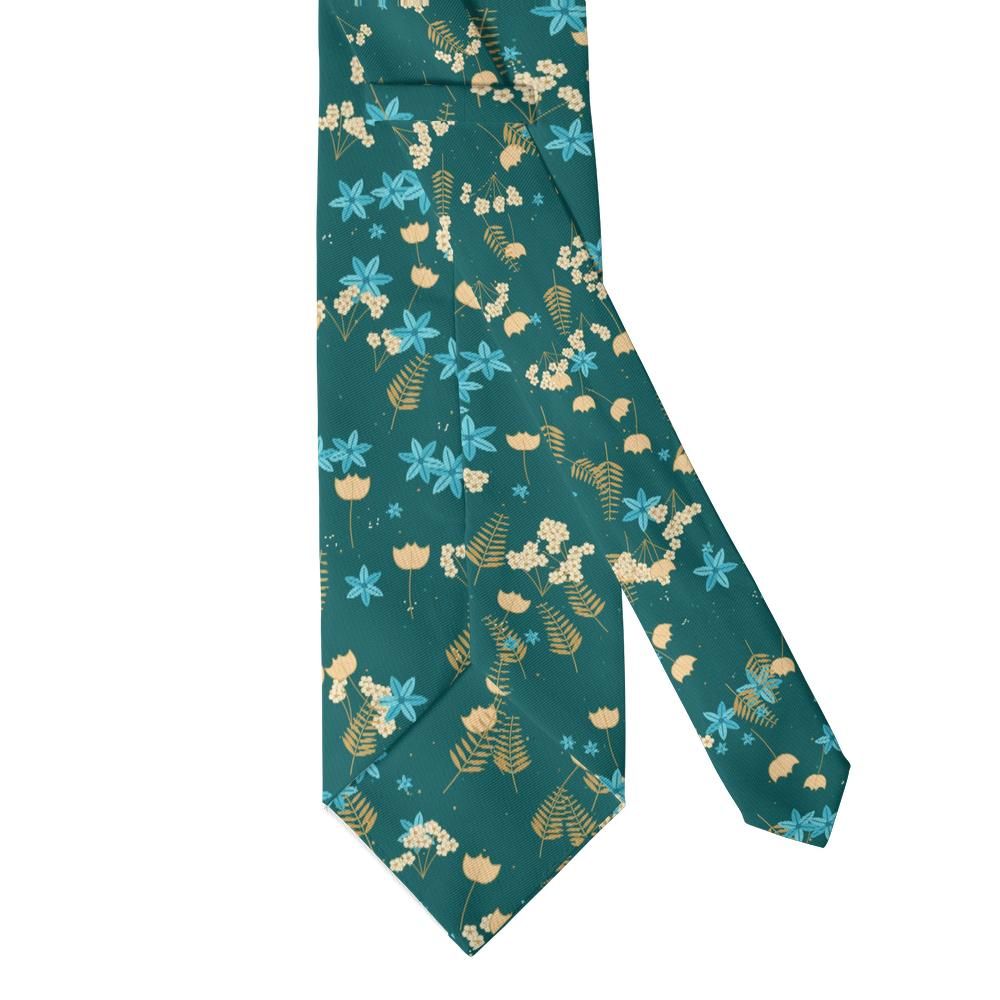 Reventlow - Teal & Gold Wildflower Botanical Tie – Copenhagen Garden