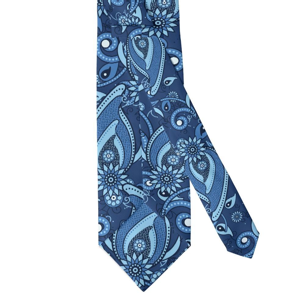 Falier - Navy & Sky Blue Sunflower Paisley Tie – Venetian Nocturne