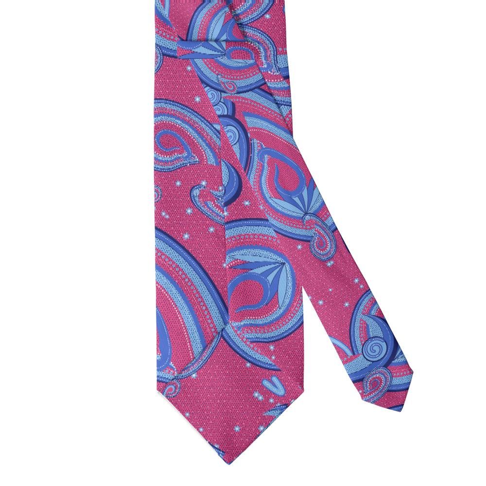 Colloredo - Fuchsia & Cornflower Stippled Paisley Tie – Salzburg Carnival