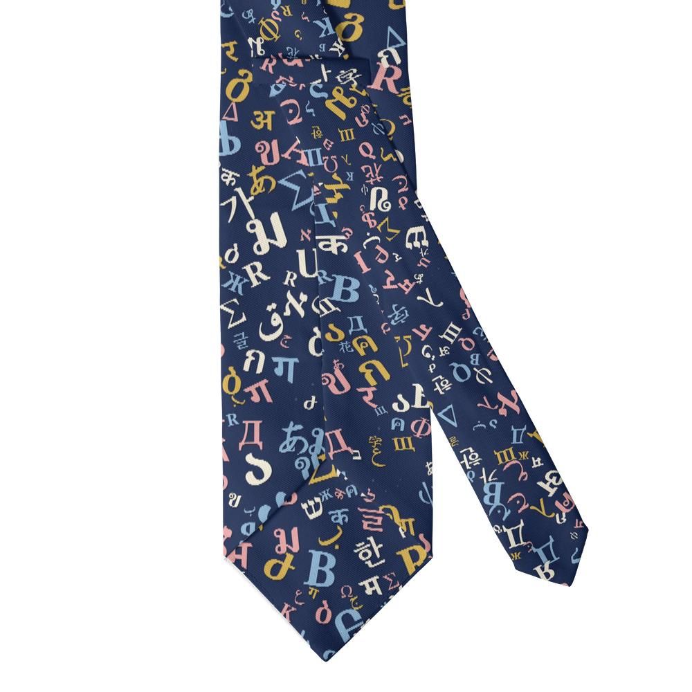 Dzialynski - Navy Polyglot Alphabet Tie – World Scripts