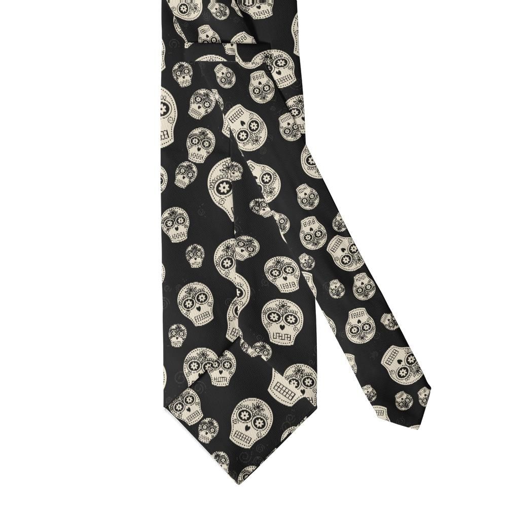 Krag - Black & Bone Sugar Skull Tie – Calavera Night