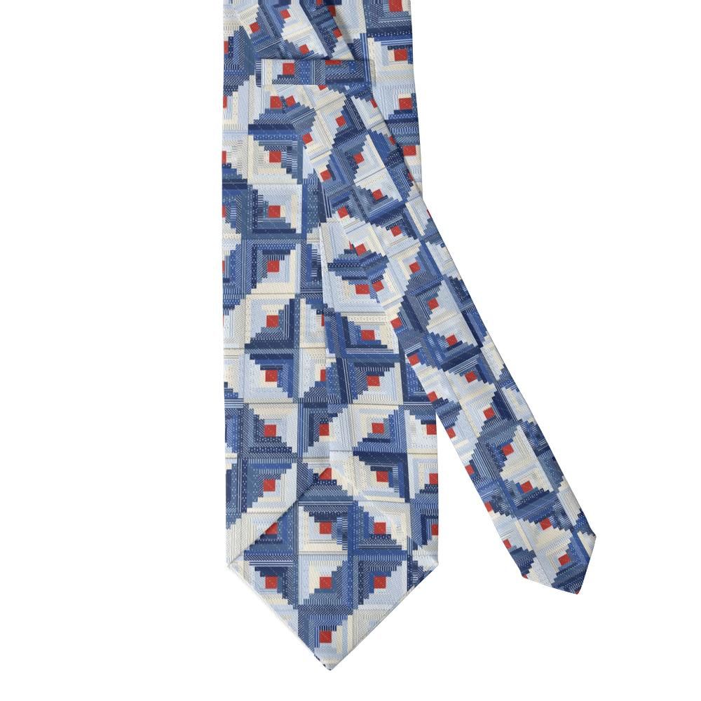 Rosenvinge - Indigo & Cream Log Cabin Quilt Tie – Homestead Blue