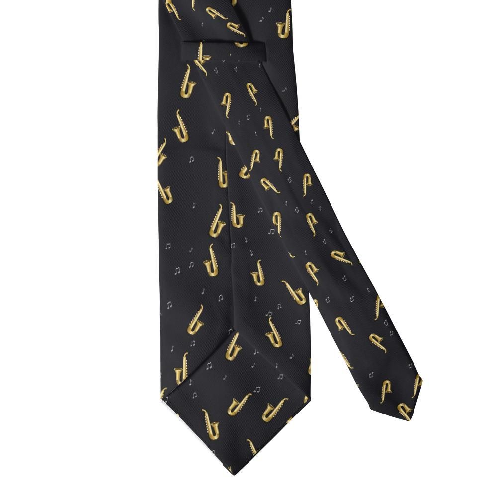 Oginski - Black Saxophone Tie – Late-Night Jazz in Gold