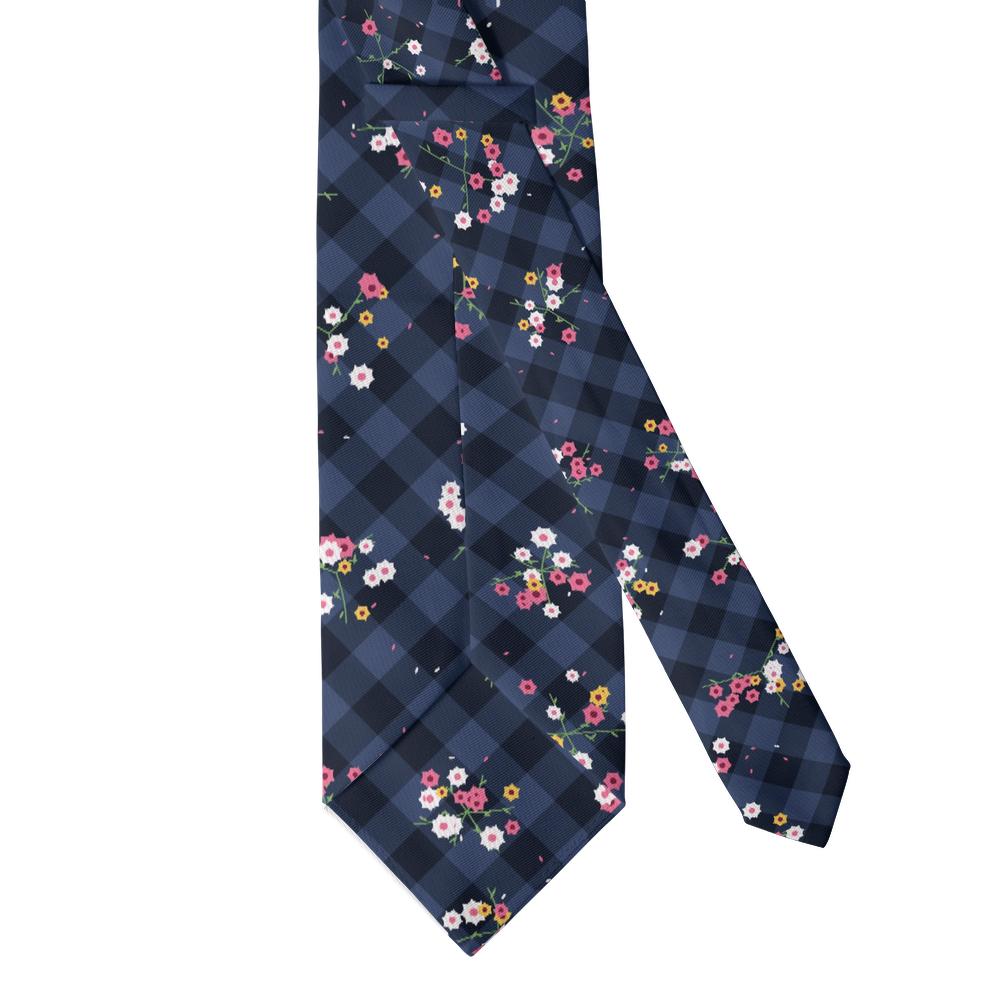 de La Mothe - Navy Check & Pink Floral Tie – Houdancourt Spring