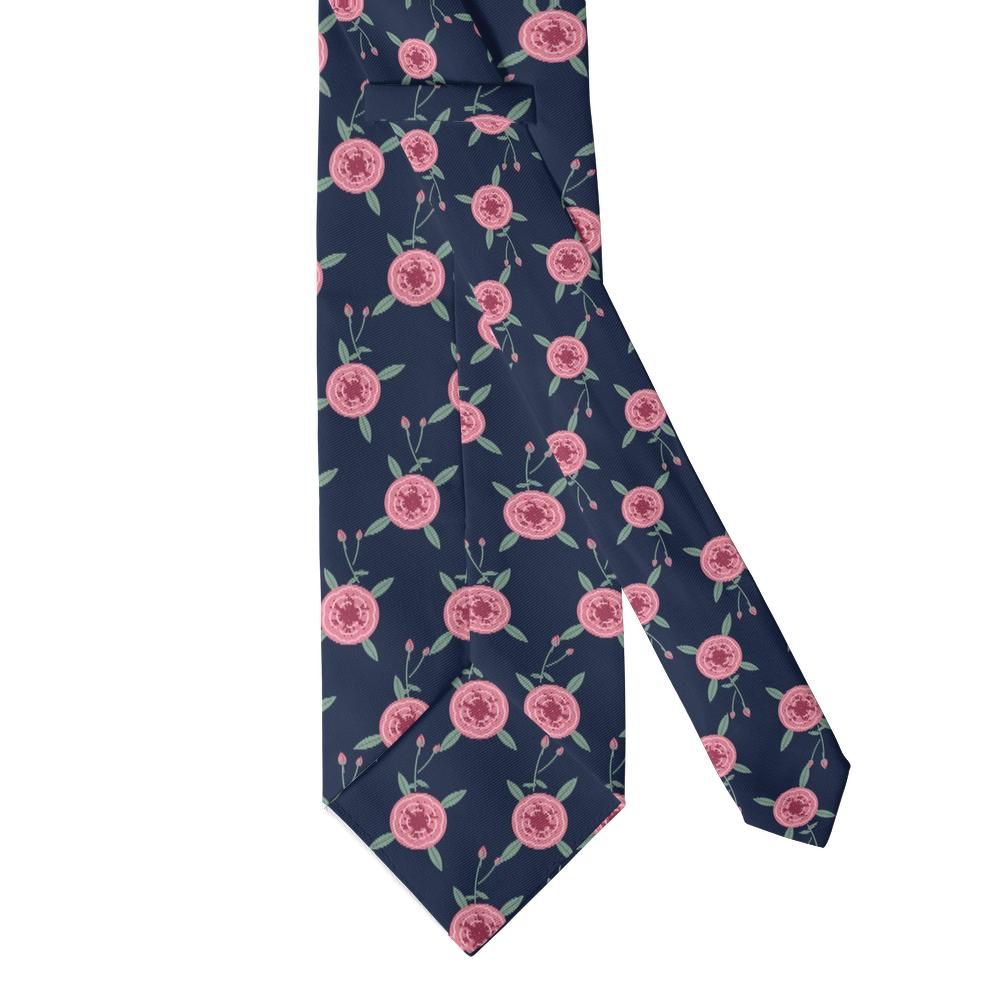 Thott - Navy & Pink Cabbage Rose Tie – Cottage Romance