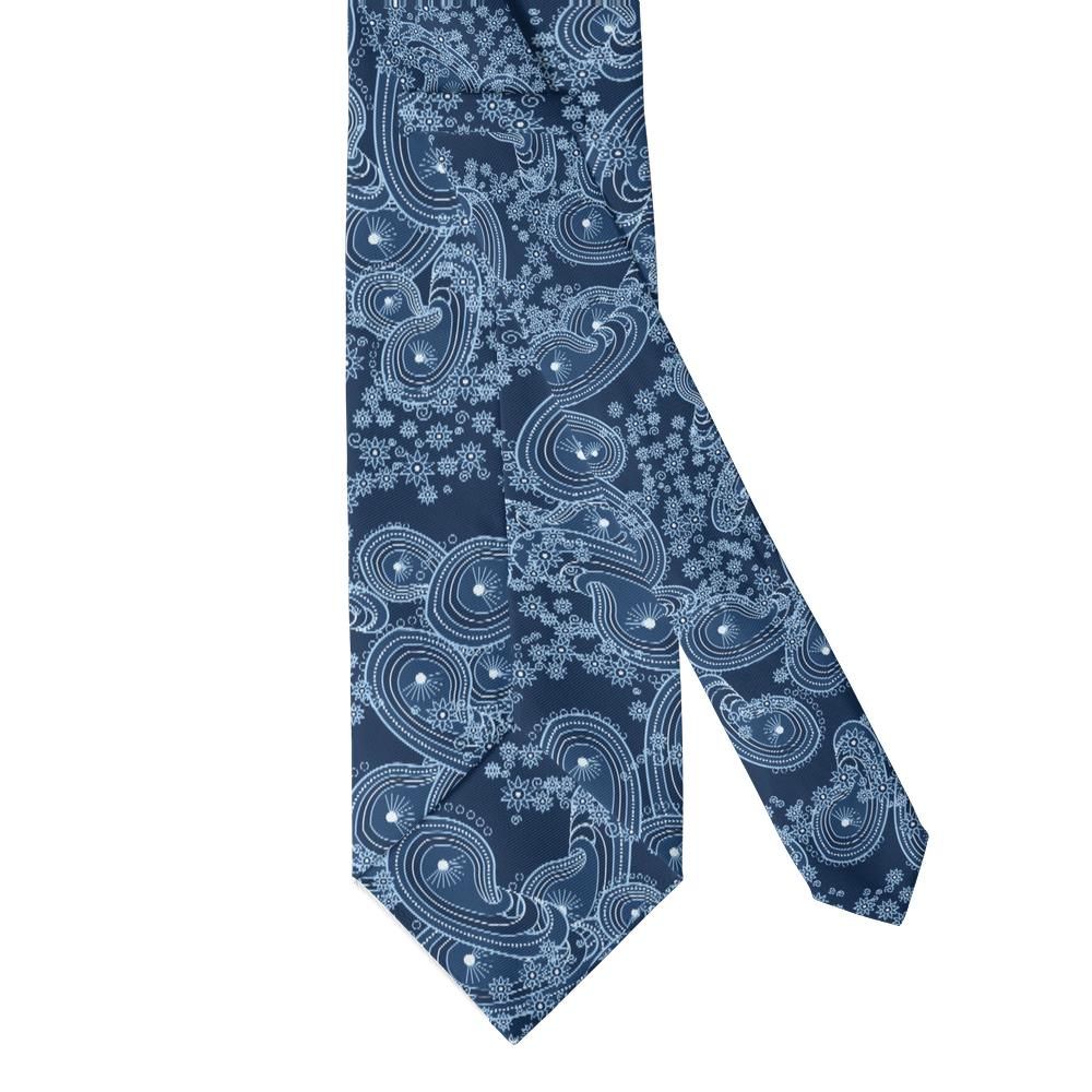 Marzano - Navy & Ice Blue Engraved Paisley Tie – Midnight Frost